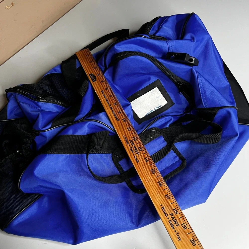 Polo Sport Ralph Lauren Duffle Bag Blue Black Vintage Gym Travel Luggage 20 inch
